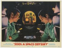 3r0978 2001: A SPACE ODYSSEY LC #7 1968 Lockwood & Dullea try to hold discussion away from HAL 9000!