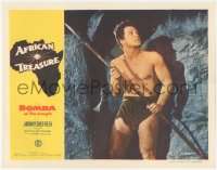 3r0987 AFRICAN TREASURE LC 1952 best close up of Johnny Sheffield as Bomba the Jungle Boy w/ spear!
