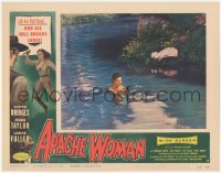 3r0992 APACHE WOMAN LC #5 1955 naked Joan Taylor in water pointing gun at Lloyd Bridges!
