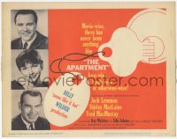 3r0662 APARTMENT TC 1960 Jack Lemmon, Shirley MacLaine, Fred MacMurray, Billy Wilder, key art!