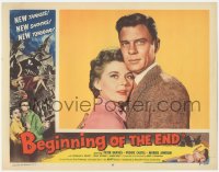 3r1012 BEGINNING OF THE END LC #6 1957 close up of scientist Peter Graves & pretty Peggie Castle!