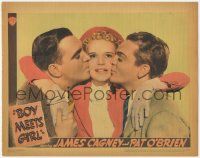 3r1029 BOY MEETS GIRL LC 1938 wonderful c/u of James Cagney & Pat O'Brien kissing Marie Wilson!