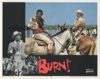 3r1038 BURN int'l LC #2 1970 Marlon Brando & Evaristo Marquez on horseback, Gillo Pontecorvo