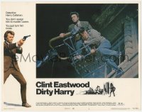 3r1096 DIRTY HARRY LC #1 1971 c/u of Clint Eastwood with guy on lift, Don Siegel crime classic!