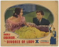 3r1097 DIVORCE OF LADY X LC 1938 best close up of Laurence Olivier staring at Merle Oberon in bed!