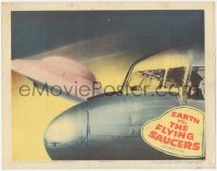 3r1111 EARTH VS. THE FLYING SAUCERS LC 1956 sci-fi classic, cool image of UFO flying by airplane!