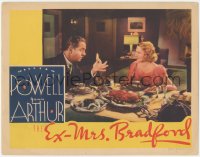 3r1114 EX-MRS. BRADFORD LC 1936 Jean Arthur amused by William Powell at very fancy dinner!