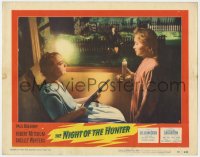 3r1290 NIGHT OF THE HUNTER LC #8 1955 Lillian Gish by Robert Mitchum about to disappear in window!