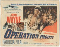 3r0865 OPERATION PACIFIC TC 1951 close up of Navy officer John Wayne & Patricia Neal in WWII!