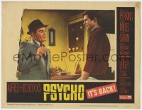 3r1316 PSYCHO LC #2 R1965 Alfred Hitchcock, Martin Balsam quizzes Anthony Perkins at the Bates Motel