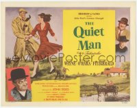 3r0879 QUIET MAN TC 1951 great art of John Wayne & bride Maureen O'Hara, John Ford classic!