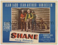 3r1362 SHANE LC #1 1953 Emile Meyer, John Dierkes & ultimate bad guy Jack Palance outside bar!