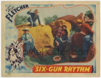 3r1374 SIX-GUN RHYTHM LC 1939 cowboy Tex Fletcher surrounded by bad guys about to ambush him!