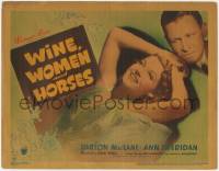 3r0967 WINE, WOMEN & HORSES TC 1937 c/u of sexiest Ann Sheridan & Barton MacLane, gambling, rare!