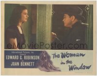 3r1489 WOMAN IN THE WINDOW LC 1944 Fritz Lang, Edward G. Robinson looks at Joan Bennett!