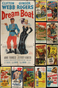 3s0101 LOT OF 15 FOLDED THREE-SHEETS 1940s-1950s great images from a variety of different movies!