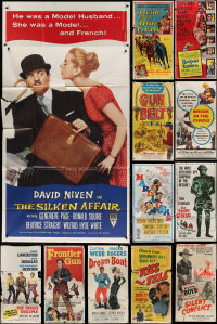 3s0102 LOT OF 13 FOLDED THREE-SHEETS 1940s-1960s great images from a variety of different movies!