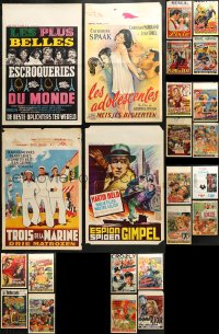 3s0611 LOT OF 24 FORMERLY FOLDED BELGIAN POSTERS 1950s-1960s great images from a variety of movies!
