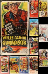 3s0104 LOT OF 12 FOLDED GLUED OR TAPED THREE-SHEETS 1940s-1960s a variety of movie images!