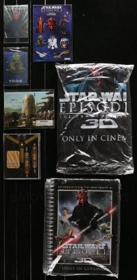 3s0420 LOT OF 7 PHANTOM MENACE MOVIE PROMO ITEMS 1999 trading cards, T-shirt & much more!