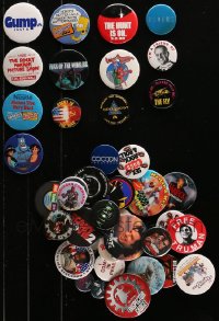 3s0415 LOT OF 50 PIN-BACK BUTTONS 1980s-1990s great images from a variety of different movies!