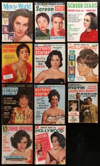 3s0431 LOT OF 11 MOVIE MAGAZINES WITH ELIZABETH TAYLOR COVERS 1950s-1960s Modern Screen & more!