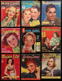 3s0435 LOT OF 9 MOVIE MAGAZINES 1930s-1950s filled with great images & articles!