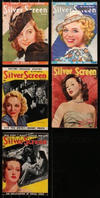3s0446 LOT OF 5 SILVER SCREEN MOVIE MAGAZINES 1930s-1940s filled with great images & articles!