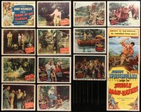 3s0122 LOT OF 13 1950S JUNGLE JIM LOBBY CARDS AND FOLDED INSERT 1950 & 1954 movie scenes & more!