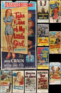 3s0106 LOT OF 11 FOLDED GLUED OR TAPED THREE-SHEETS 1940s-1950s a variety of movie images!