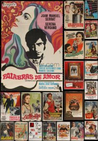 3s0783 LOT OF 25 FORMERLY FOLDED SPANISH POSTERS 1950s-1980s great images from a variety of movies!