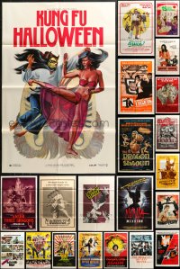 3s0204 LOT OF 46 FOLDED KUNG FU ONE-SHEETS 1970s-1980s great images from martial arts movies!