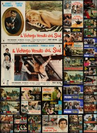 3s0714 LOT OF 49 FORMERLY FOLDED 19X27 ITALIAN PHOTOBUSTAS 1960s-1970s a variety of movie scenes!