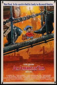 3t0736 AMERICAN TAIL 1sh 1986 Steven Spielberg, Don Bluth, art of Fievel the mouse by Struzan