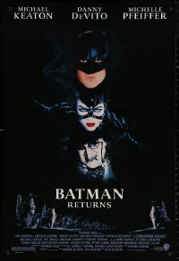 3t0757 BATMAN RETURNS 1sh 1992 Michael Keaton, Danny DeVito, Michelle Pfeiffer, Tim Burton!