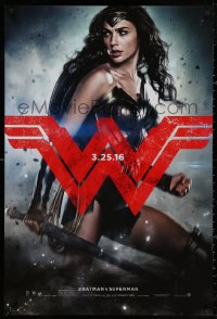 3t0759 BATMAN V SUPERMAN teaser DS 1sh 2016 great image of sexiest Gal Gadot as Wonder Woman!