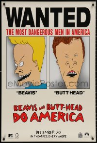3t0761 BEAVIS & BUTT-HEAD DO AMERICA teaser 1sh 1996 Mike Judge, most dangerous men in America!