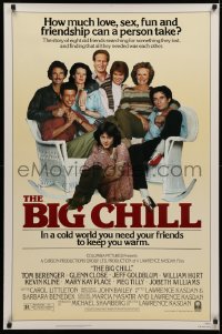 3t0765 BIG CHILL 1sh 1983 Lawrence Kasdan, Tom Berenger, Glenn Close, Jeff Goldblum, Hurt!