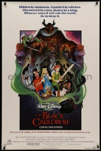 3t0770 BLACK CAULDRON advance 1sh 1985 first Walt Disney CG, cool fantasy art by Paul Wenzel!
