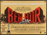 3t0183 BEN-HUR British quad R1969 Heston, William Wyler classic religious epic, chariot art!