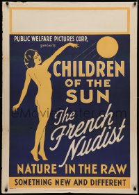 3t0800 CHILDREN OF THE SUN 1sh 1934 art of French Nudist, nature in the raw, new & different, rare!
