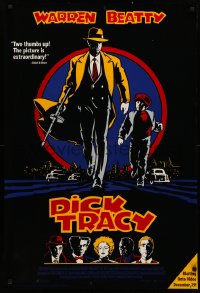 3t0684 DICK TRACY 27x40 video poster 1990 Warren Beatty as Chester Gould's classic detective!