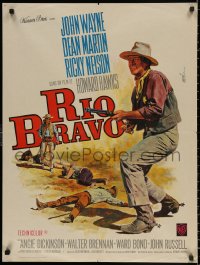 3t0165 RIO BRAVO French 24x32 R1960s John Wayne, Dean Martin & Ricky Nelson with guns, Mascii art!