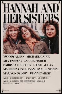 3t0883 HANNAH & HER SISTERS 1sh 1986 Woody Allen, Mia Farrow, Carrie Fisher, Barbara Hershey