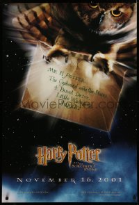3t0891 HARRY POTTER & THE PHILOSOPHER'S STONE teaser DS 1sh 2001 Hedwig the owl, Sorcerer's Stone!