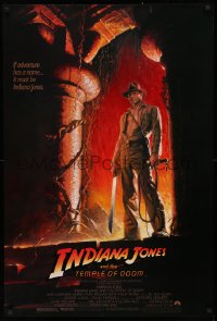 3t0920 INDIANA JONES & THE TEMPLE OF DOOM 1sh 1984 Harrison Ford, Kate Capshaw, Bruce Wolfe art!