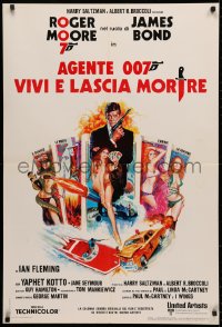 3t0113 LIVE & LET DIE Italian 1sh 1973 JO art of Roger Moore as James Bond & sexy tarot cards!