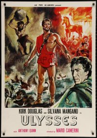 3t0119 ULYSSES export Italian 1sh R1960s different Morini art of Kirk Douglas & sexy Silvana Mangano!