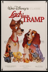 3t0949 LADY & THE TRAMP 1sh R1986 Walt Disney romantic canine dog classic cartoon!