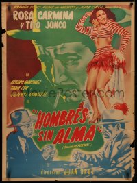 3t0019 HOMBRES SIN ALMA Mexican poster 1951 Yanez artwork of sexy Rosa Carmina, Tito Junco!